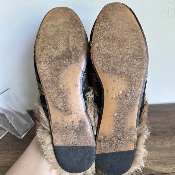 Gucci Princetown Jacquard Kangaroo EU 37 US 6.5/7 Horsebit Fur Heart Mule Slides - Picture 10 of 12